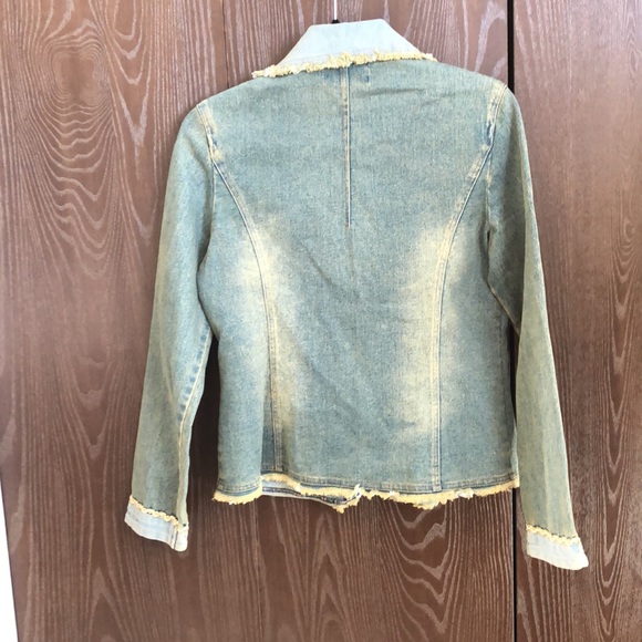 VINTAGE CHAGALL DENIM EMBELLISHED SMJACKET-HIPPIE BOHO APPLIQUÉ BEAD SEQUIN #043 - Picture 3 of 14